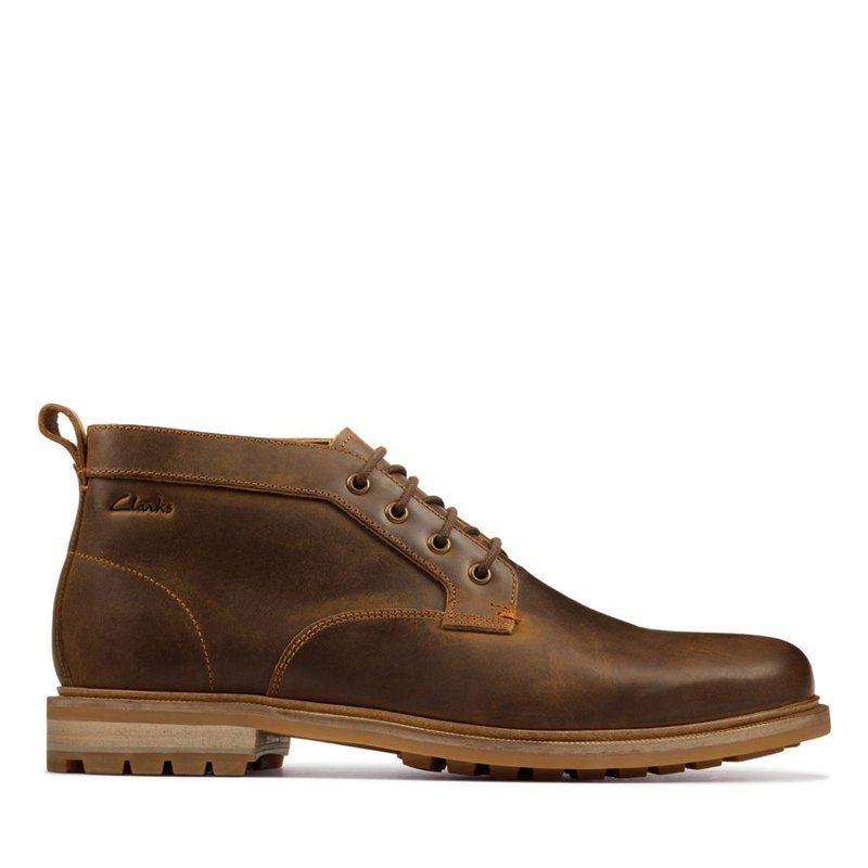 Brown Men's Clarks Foxwell Mid Ankle Boots | SRNMUZB09
