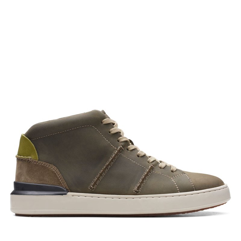 Dark Olive Men's Clarks Court Lite Hi Ankle Boots | OTSWQFM10