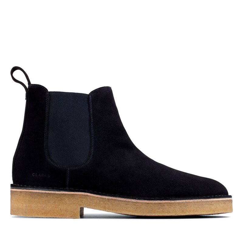 Navy Men's Clarks Originals Chelsea Boots | OLTVXHA39